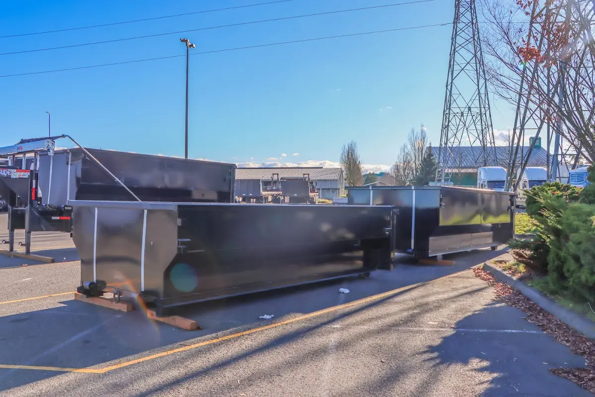 Roll-off dumpster ready for waste disposal at job site for Construction Dumpster Rental in Pasadena Hills